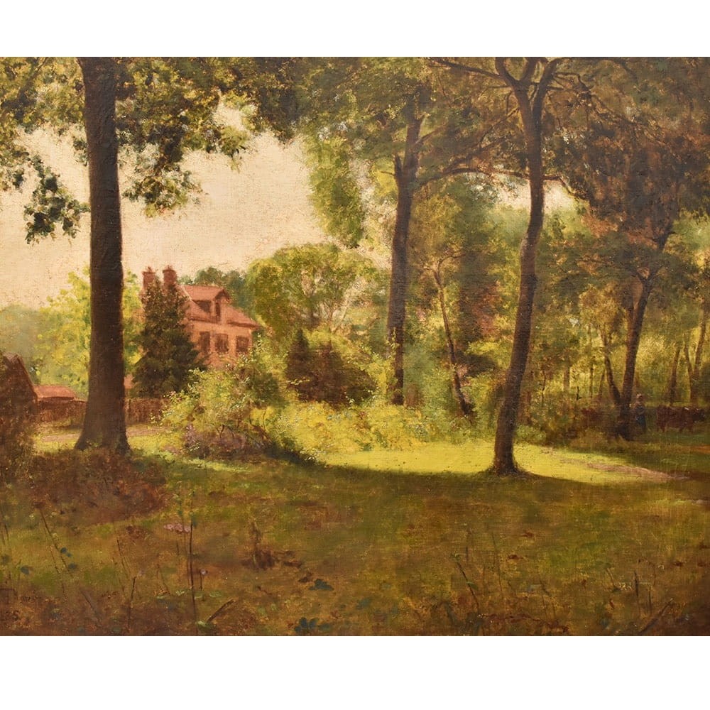 QP778 3a antique oil painting landscape natural painting XIX
